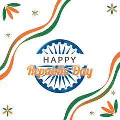 Happy republic day india greeting with ashoka chakra and indian flag colors