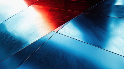 Wide angle abstract background view of steel light blue high rise commercial building skyscraper