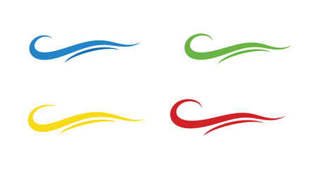 Four colorful wave like swoosh designs isolated on a white background