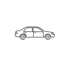 Fototapeta premium Simple line drawing of a sedan car side view