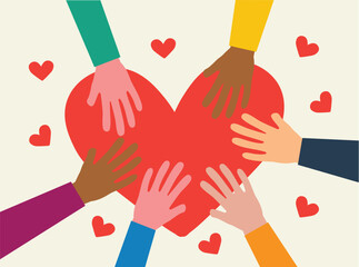 People donate and help. Volunteers give hearts to donation