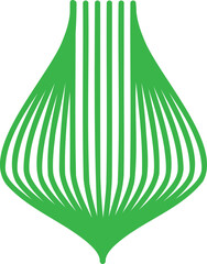 Abstract green organic plant bud or leaf shape with curved lines. modern graphic design asset.