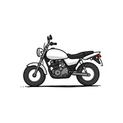 Obraz premium Classic motorcycle side view in monochrome cartoon style for retro design projects
