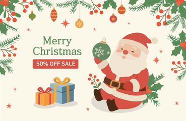크리스마스_Christmas Discount Event Happy Santa Image