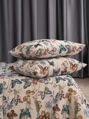 sofa cushions and bedspreads made of tapestry on a sofa or armchair, variegated fabric