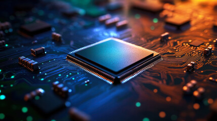 hips in car manufacturing. High-tech production of electronic chips and electronic control boards