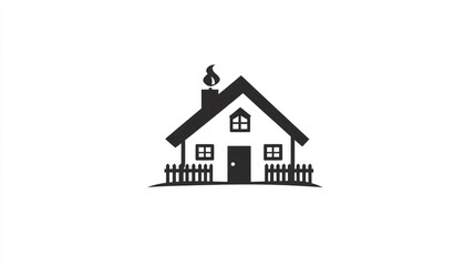 Cozy suburban home, smoke from chimney, green lawn, peaceful neighborhood; ideal for real estate