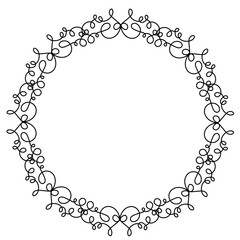 Round black frame, hand drawn in line style, on a white background