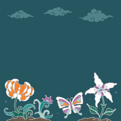 Modern batik flowers background