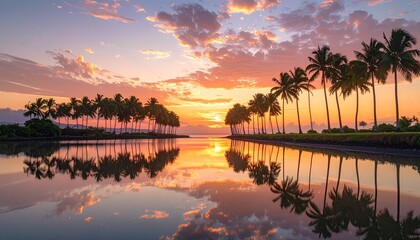 Tropical Beach Picnic Setup With Delicious Fruits and Refreshing Drinks With Ocean in The Background Under A Beautiful Sky At Sunset