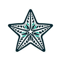 Maori Starfish Icon Teal and White
