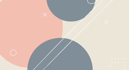 Abstract geometric design featuring overlapping circles and minimalist shapes in a soft pastel color palette