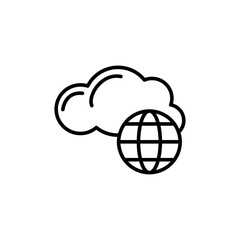 Worldwide Global Cloud Network Connection Line Icon