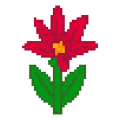 Fototapeta premium Red pixel art flower illustration