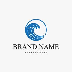 Blue wave logo design for brand identity and business marketing.