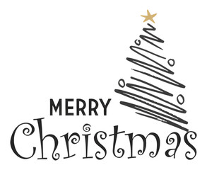merry christmas tree with letter text design illustration vector png 