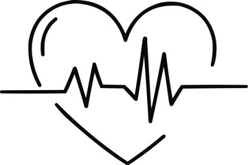 Line art illustration of heart and heartbeat
