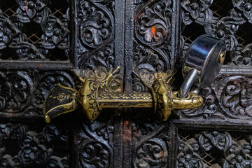 Guarded Legacy  Ornate Lock on the Golden Temple Door, Lalitpur