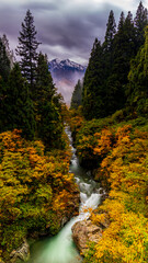 紅葉と渓流と越後駒ヶ岳　秋の魚沼　絶景