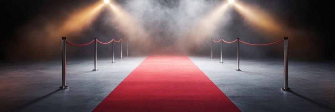 Elegant red carpet scene with dramatic lighting