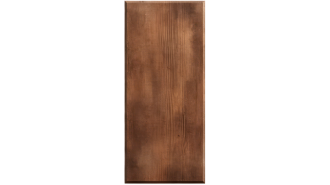 Vertical wooden plank with grain texture isolated on transparent background