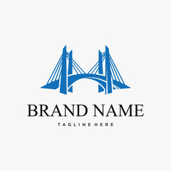 Elegant Bridge Logo Design with Cable Suspension and Arch Structure.