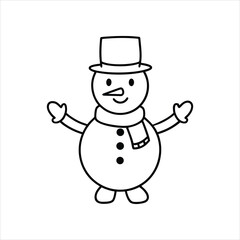 Cute Snowman with Hat and Scarf Winter Vector Illustration

