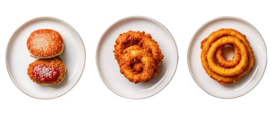 Three oval plates with indian sweets isolated on transparent background