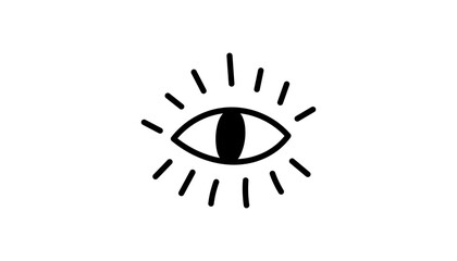 An eye with rays shows sight, gaze and vision. This symbol reflects witchcraft, magic and occult focus. Mystic esoteric astrology connects moon and celestial meanings.