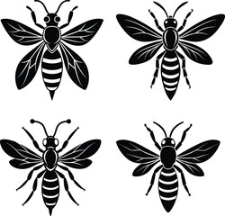 Wasp silhouette vector illustration