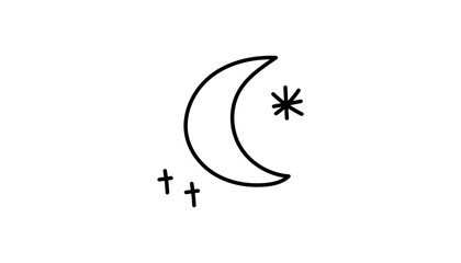 Lunar mystic arc moon shines with sparkle and twinkle. This nocturnal waxing design reflects witchcraft and magic themes. Occult esoteric astrology connects celestial spiritual symbol.