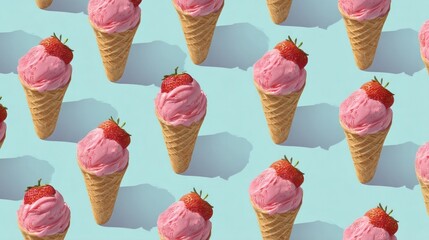 Colorful popsicles arranged in a creative pattern on bright blue background, refreshing summer concept, sweet frozen dessert, minimal design and fun vibe.