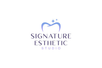 Elegant dental clinic logo featuring a stylized tooth and star.