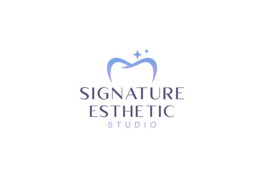 Elegant dental clinic logo featuring a stylized tooth and star.