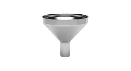 Shiny Metal Funnel For Pouring Liquids Into Small Openings Or Containers