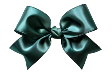 Dark Green Satin Ribbon Bow with Transparent Background