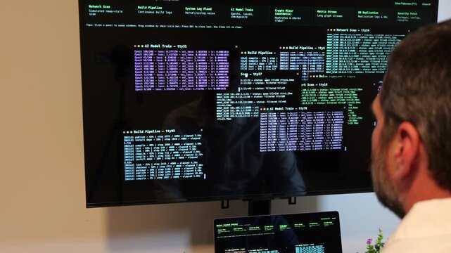 White Hat Cybersecurity Analyst Researcher Conducting Penetration Test for Corporate Networks - Concept