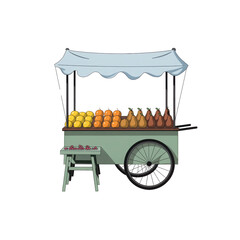 3d rendered illustration of a fresh fruit cart isolated on transparent background