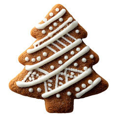 christmas tree gingerbread with white icing on top on transparent background PNG