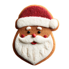 santa claus face made from gingerbread on transparent background PNG