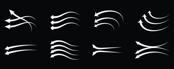 Airflow wave arrows icon set