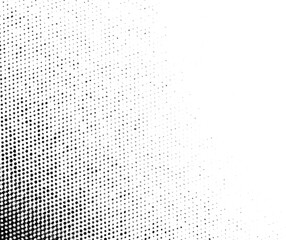 Halftone texture with dense black dots fading smoothly from left to right, set on a transparent background for subtle shading effects.