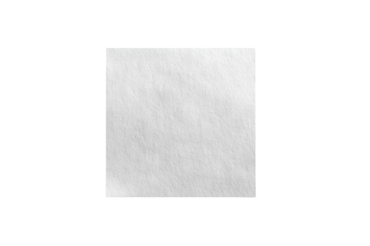 A square, plain, white sheet of textured material