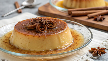 Flan with cinnamon,
