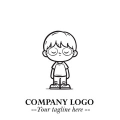 Black and White Chibi Boy Illustration with Jacket and Boots in Bold Thick Line Art Minimal Style