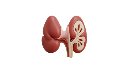 Anatomical cross section revealing the kidney s intricate interior essential for medical on transparent background