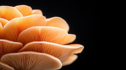 Close-up of delicate orange mushroom gills