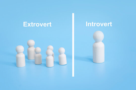 extrovert and introvert , type of personality in social , human emotional concept