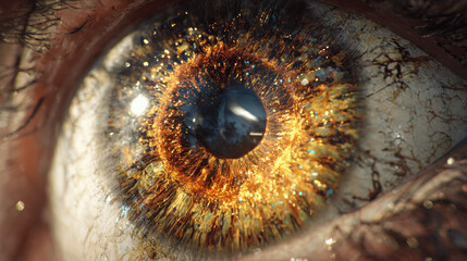 Extreme Macro of a Fiery Golden Iris