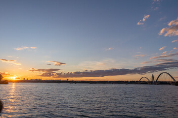 JK bridge with sunset in Brasilia, Brazil